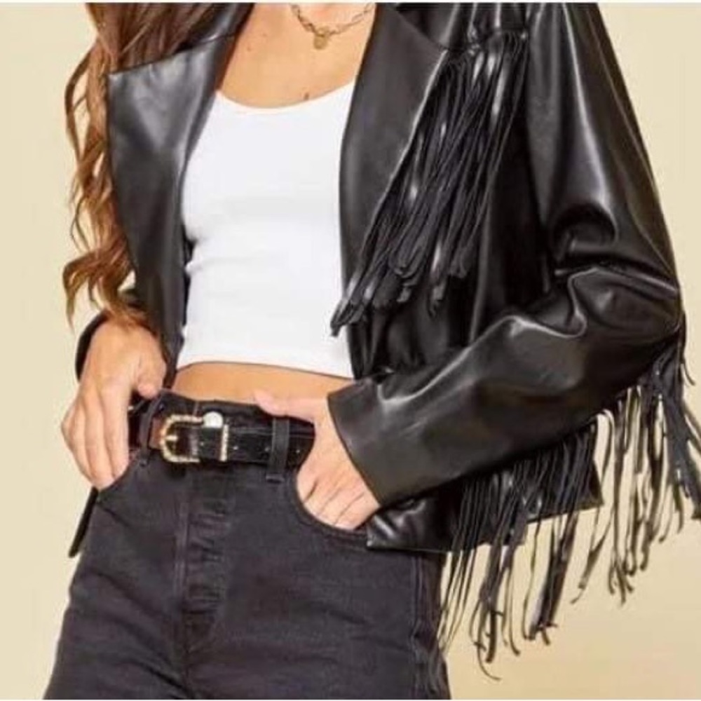 Fringe Faux Leather Jacket